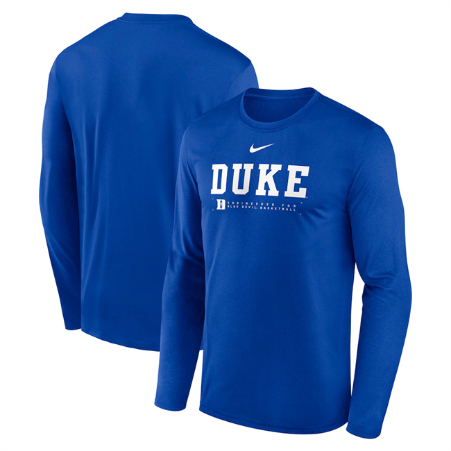 Men's Duke Blue Devils Royal 2025 Courtside Basketball Shootaround Legend Dri-FIT Long Sleeve T-Shirt